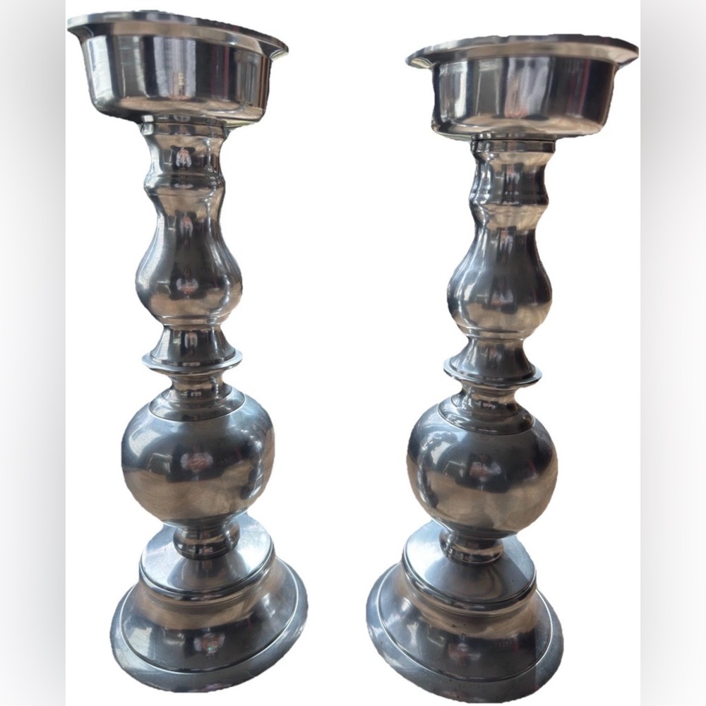 ❤️ Tall Vintage Silver Candlesticks Pair 13.5” – Beautiful Table or Mantel Decor